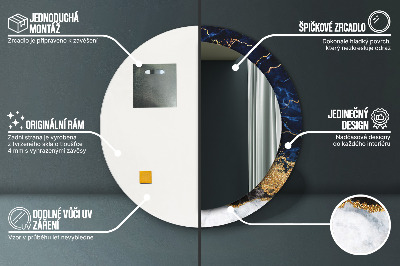 Miroir rond imprimé Marbre bleu