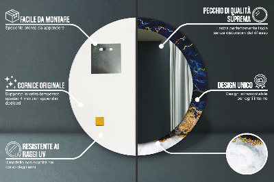 Miroir rond imprimé Marbre bleu