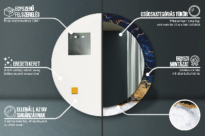 Miroir rond imprimé Marbre bleu