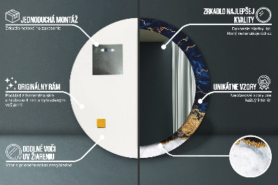 Miroir rond imprimé Marbre bleu