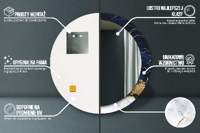 Miroir rond imprimé Marbre bleu