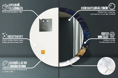 Miroir rond imprimé Marbre bleu