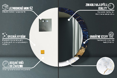 Miroir rond imprimé Marbre bleu