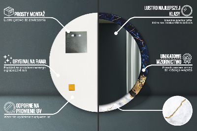 Miroir rond imprimé Marbre bleu