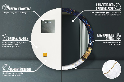 Miroir rond imprimé Marbre bleu