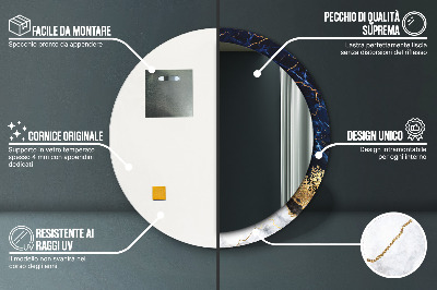 Miroir rond imprimé Marbre bleu