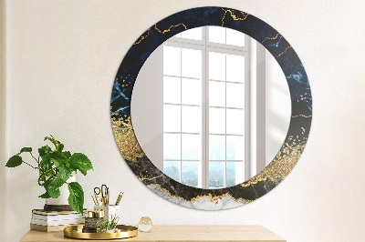 Miroir rond imprimé Marbre bleu