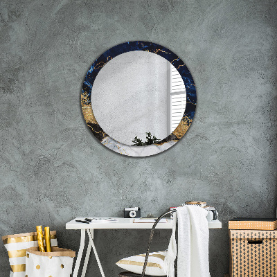 Miroir rond imprimé Marbre bleu
