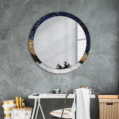 Miroir rond imprimé Marbre bleu