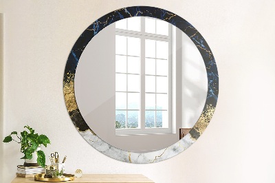 Miroir rond imprimé Marbre bleu