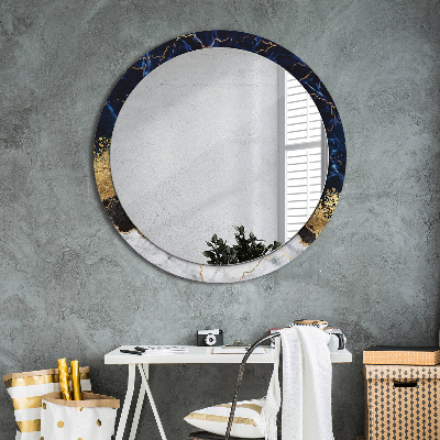 Miroir rond imprimé Marbre bleu
