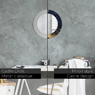 Miroir rond imprimé Marbre bleu
