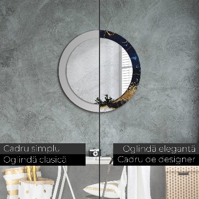 Miroir rond imprimé Marbre bleu