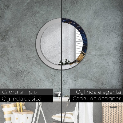 Miroir rond imprimé Marbre bleu