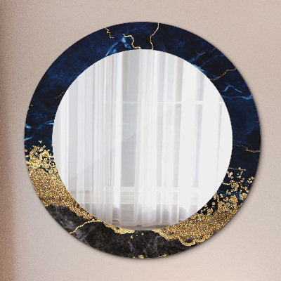 Miroir rond imprimé Marbre bleu