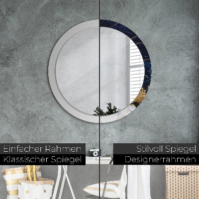 Miroir rond imprimé Marbre bleu