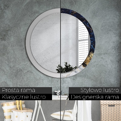Miroir rond imprimé Marbre bleu