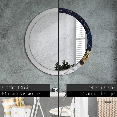 Miroir rond imprimé Marbre bleu
