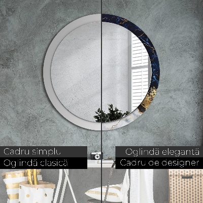 Miroir rond imprimé Marbre bleu