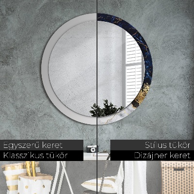 Miroir rond imprimé Marbre bleu