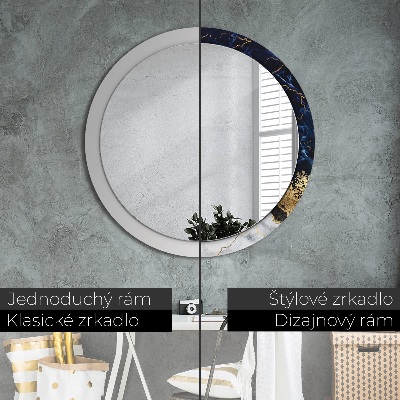 Miroir rond imprimé Marbre bleu