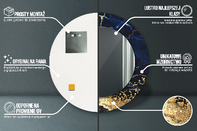 Miroir rond imprimé Marbre bleu