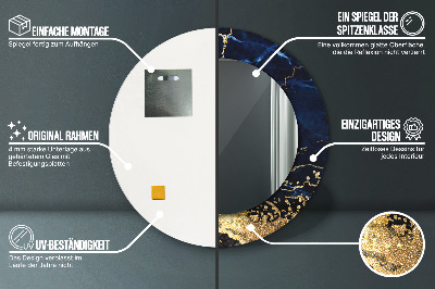 Miroir rond imprimé Marbre bleu