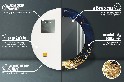 Miroir rond imprimé Marbre bleu