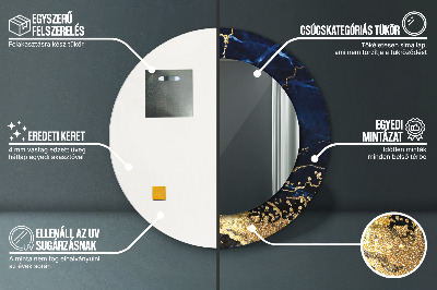 Miroir rond imprimé Marbre bleu