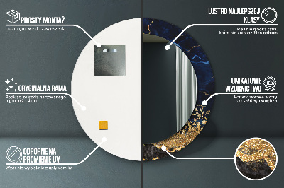 Miroir rond imprimé Marbre bleu