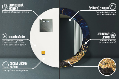 Miroir rond imprimé Marbre bleu