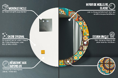 Miroir rond imprimé Motif arabe