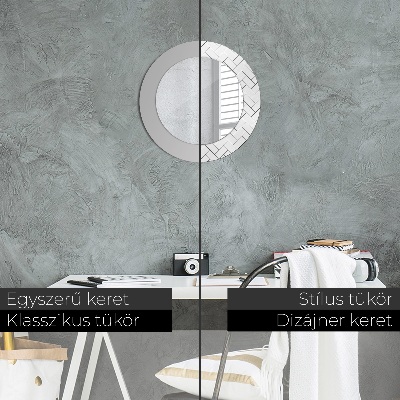 Miroir rond avec décoration Chevrons