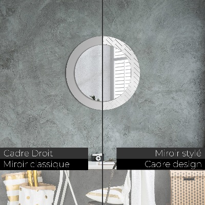Miroir rond avec décoration Chevrons