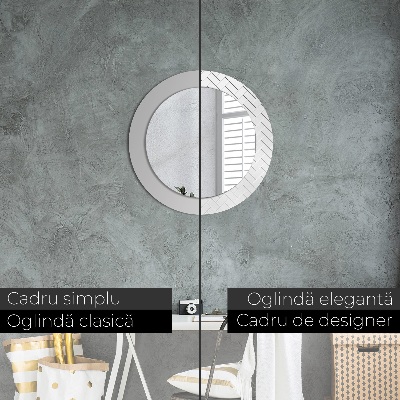 Miroir rond avec décoration Chevrons