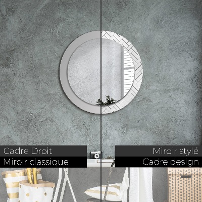 Miroir rond avec décoration Chevrons