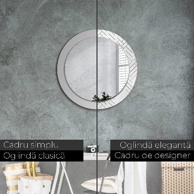 Miroir rond avec décoration Chevrons