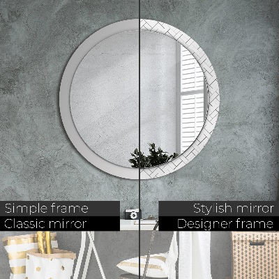 Miroir rond avec décoration Chevrons