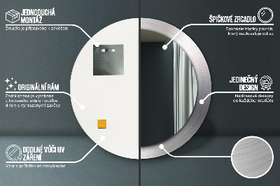 Miroir rond imprimé Acier brillant