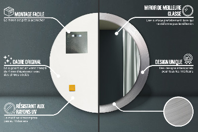 Miroir rond imprimé Acier brillant