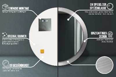 Miroir rond imprimé Acier brillant