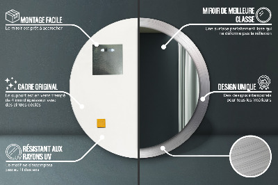 Miroir rond imprimé Acier brillant