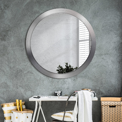 Miroir rond imprimé Acier brillant