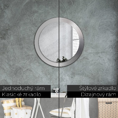 Miroir rond imprimé Acier brillant