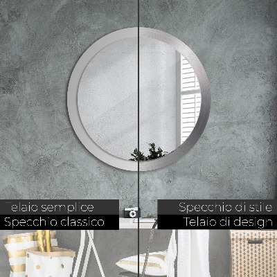 Miroir rond imprimé Acier brillant