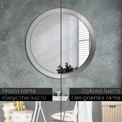 Miroir rond imprimé Acier brillant
