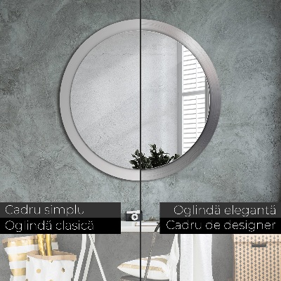 Miroir rond imprimé Acier brillant