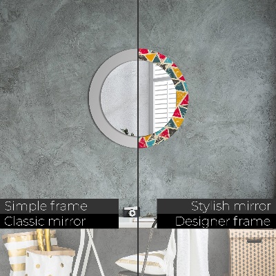 Miroir rond avec décoration Composition rétro