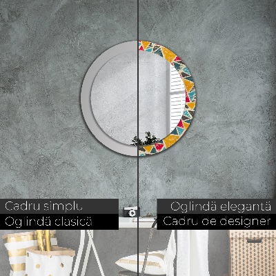 Miroir rond avec décoration Composition rétro