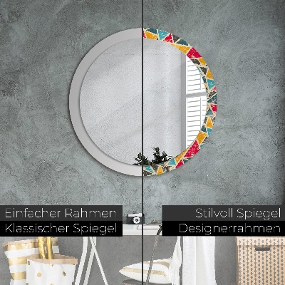 Miroir rond avec décoration Composition rétro